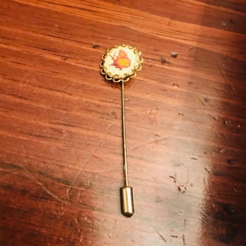 Vintage Cross stitch Butterfly Stick Pin Brooch - Picture 1 of 8